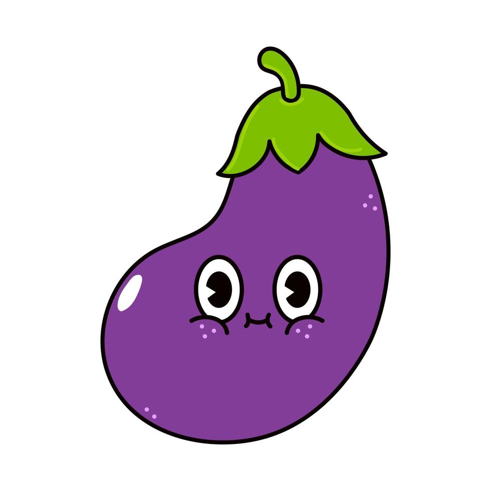 Cute funny eggplant character vector