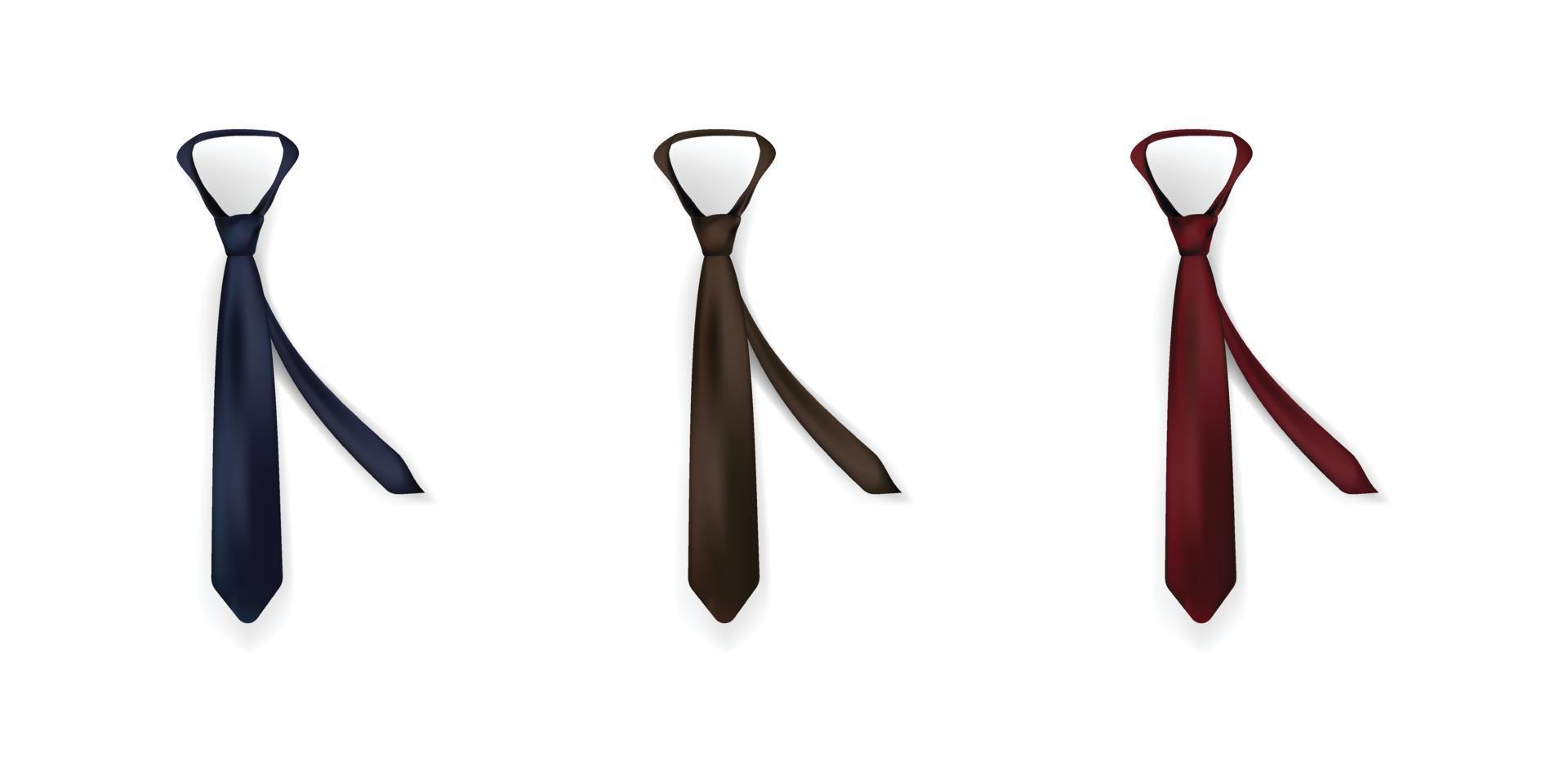 Collection of neckties. Three neckties. Realistic vector illustration.