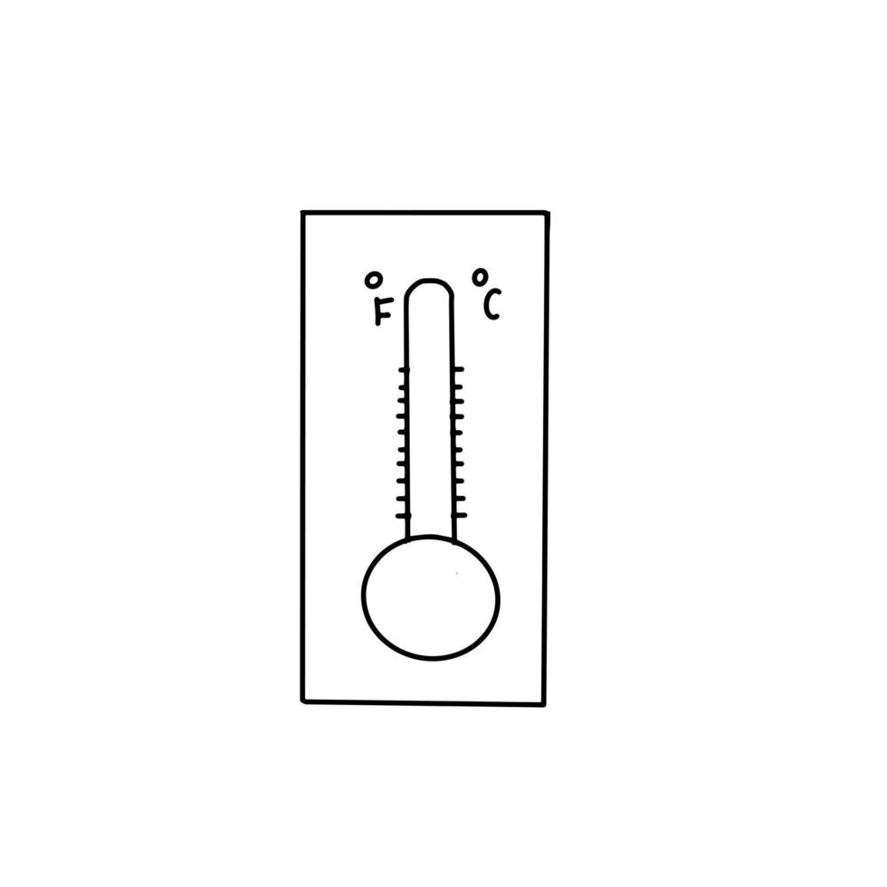 termómetro control de temperatura física mano dibujada línea orgánica garabato vector