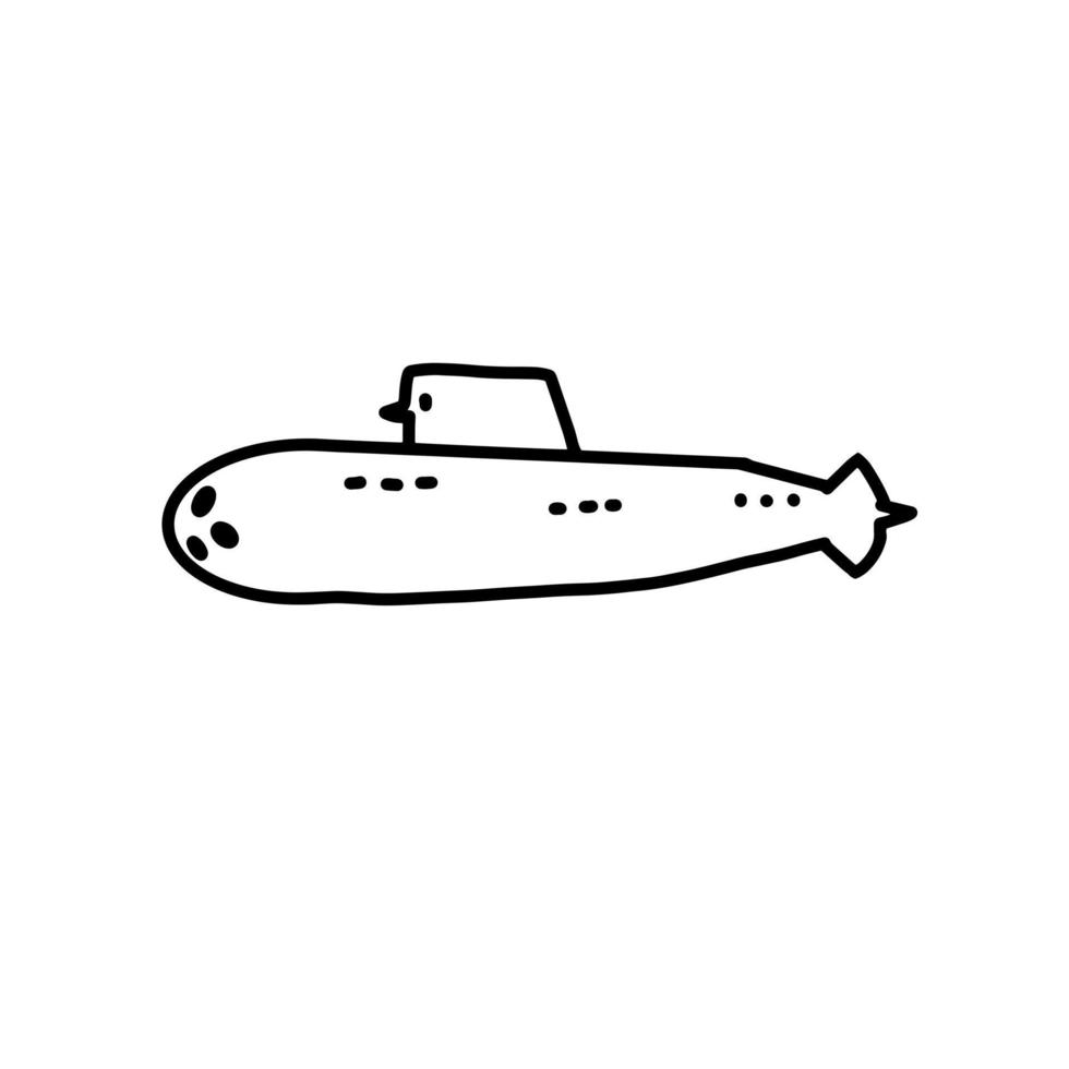 Submarine Vehicle Transportation Logistics Hand drawn organic line Doodle vector