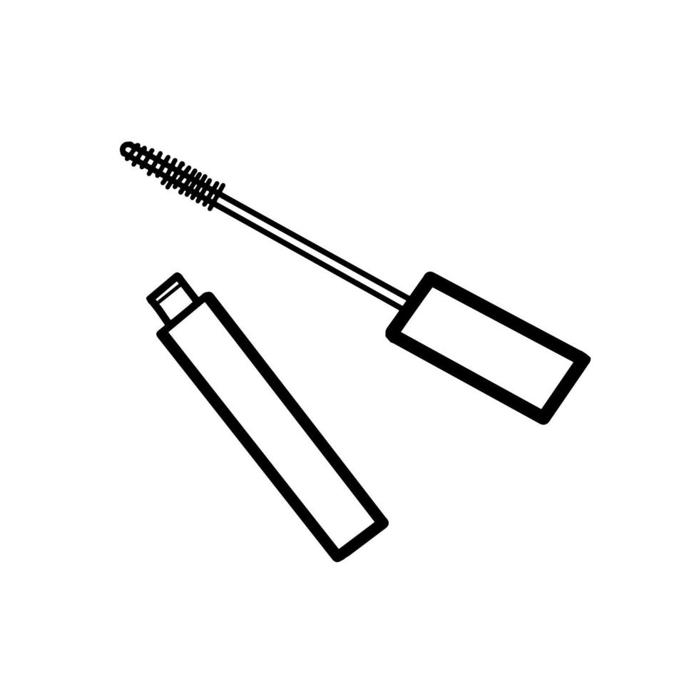 Mascara Beauty Make up Hand drawn organic line Doodle vector