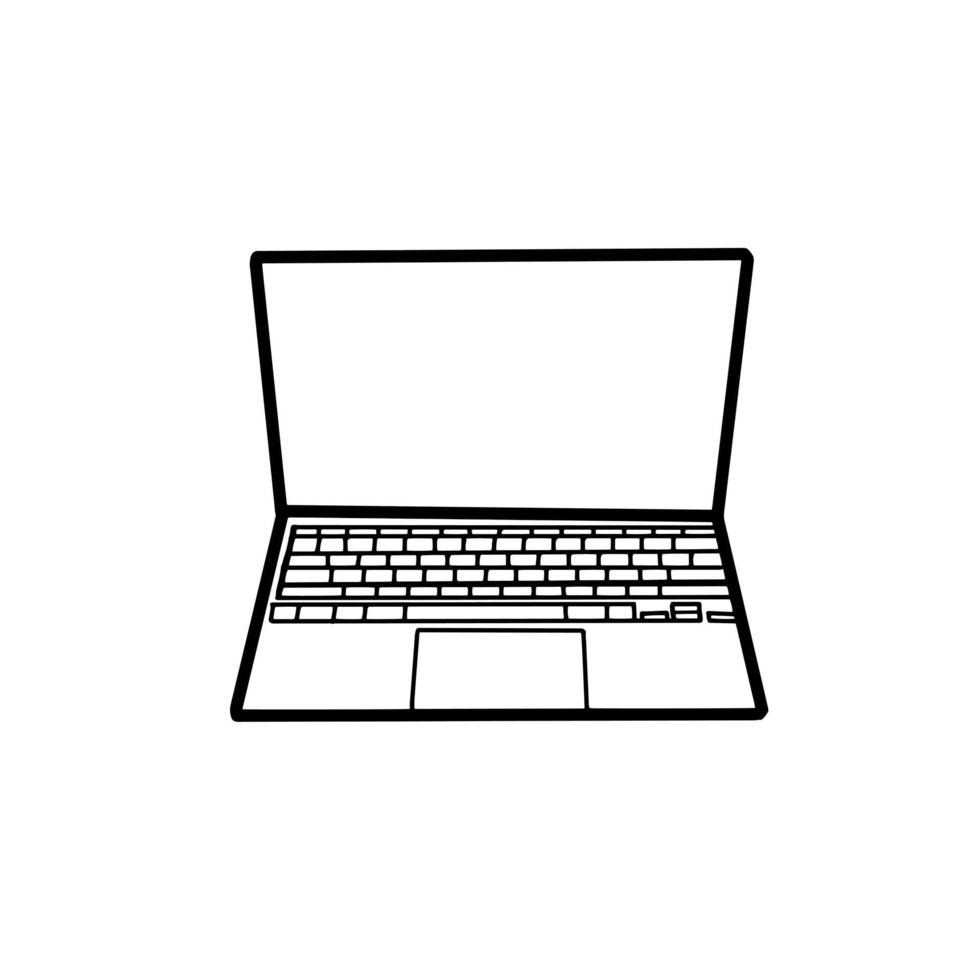 Notebook Laptop IT Electronic Device Hand drawn organic line Doodle vector