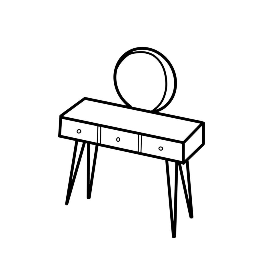 dressing table Bedroom Hand drawn organic line Doodle vector