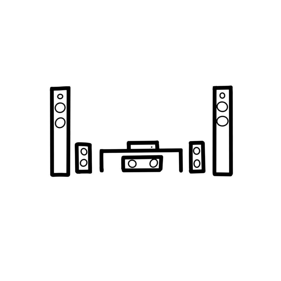 home theater Electronic Appliance Hand drawn organic line Doodle vector