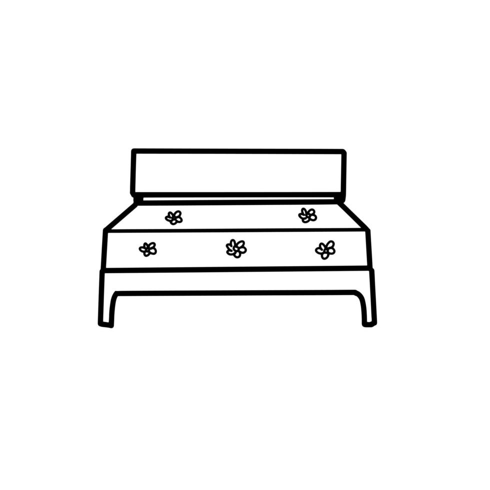 Bed Furniture Home Living Hand drawn organic line Doodle vector