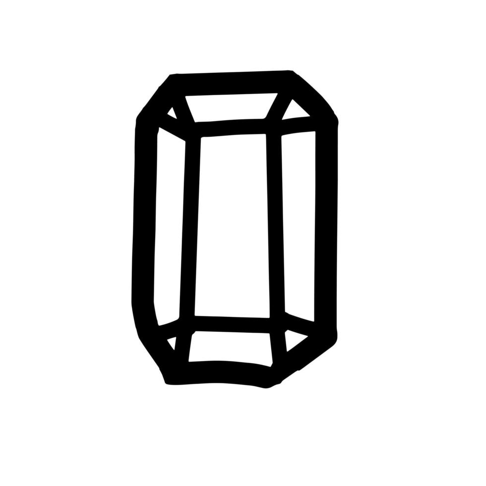 Diamond Charm Stone Hand drawn organic line Doodle vector