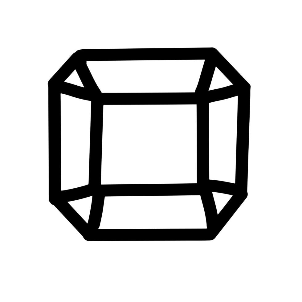 Diamond Charm Stone Hand drawn organic line Doodle vector