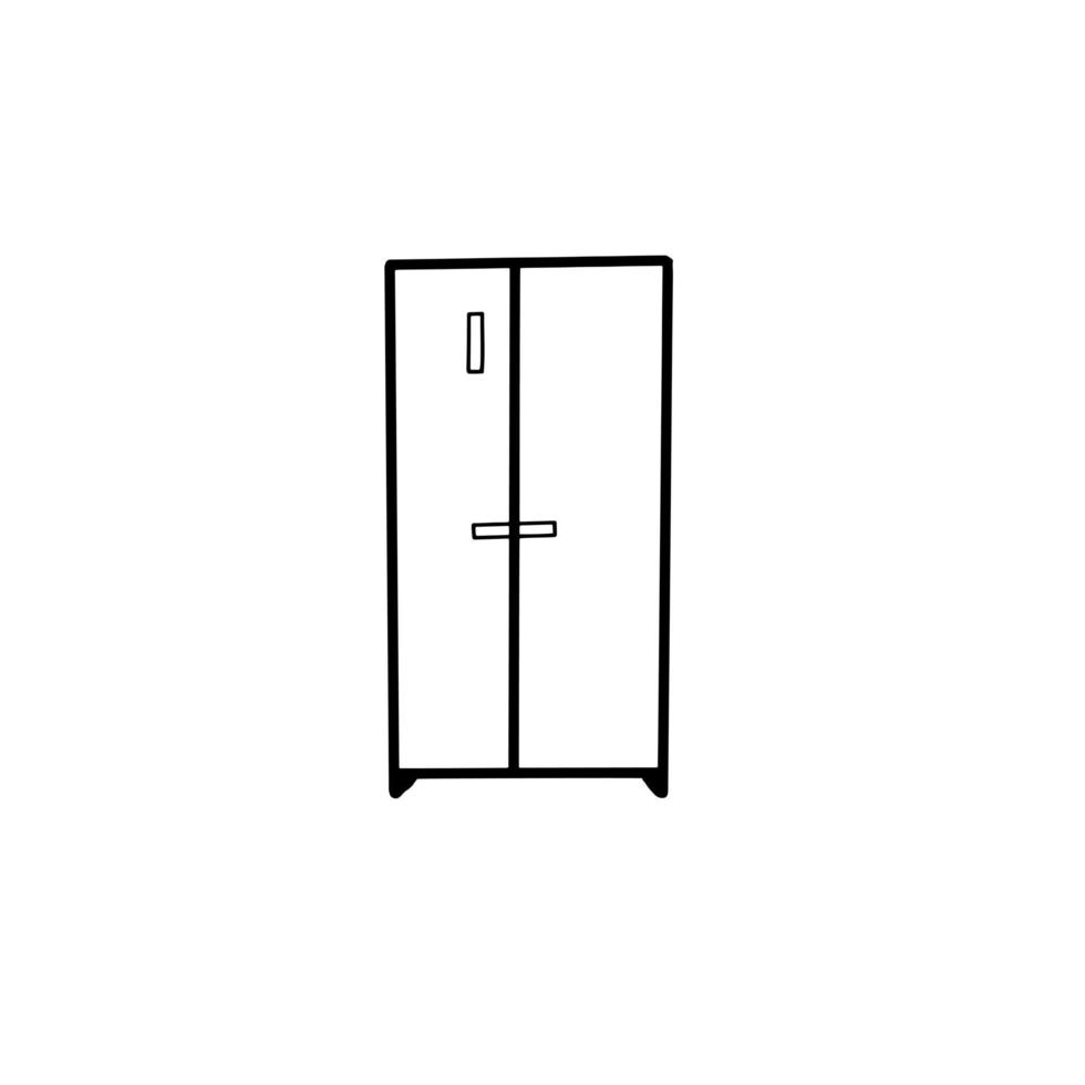 refrigerator Electronic Appliance Hand drawn organic line Doodle vector