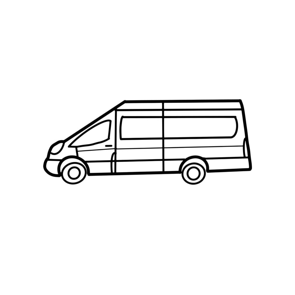 Van Vehicle Transportation Logistics Hand drawn organic line Doodle vector