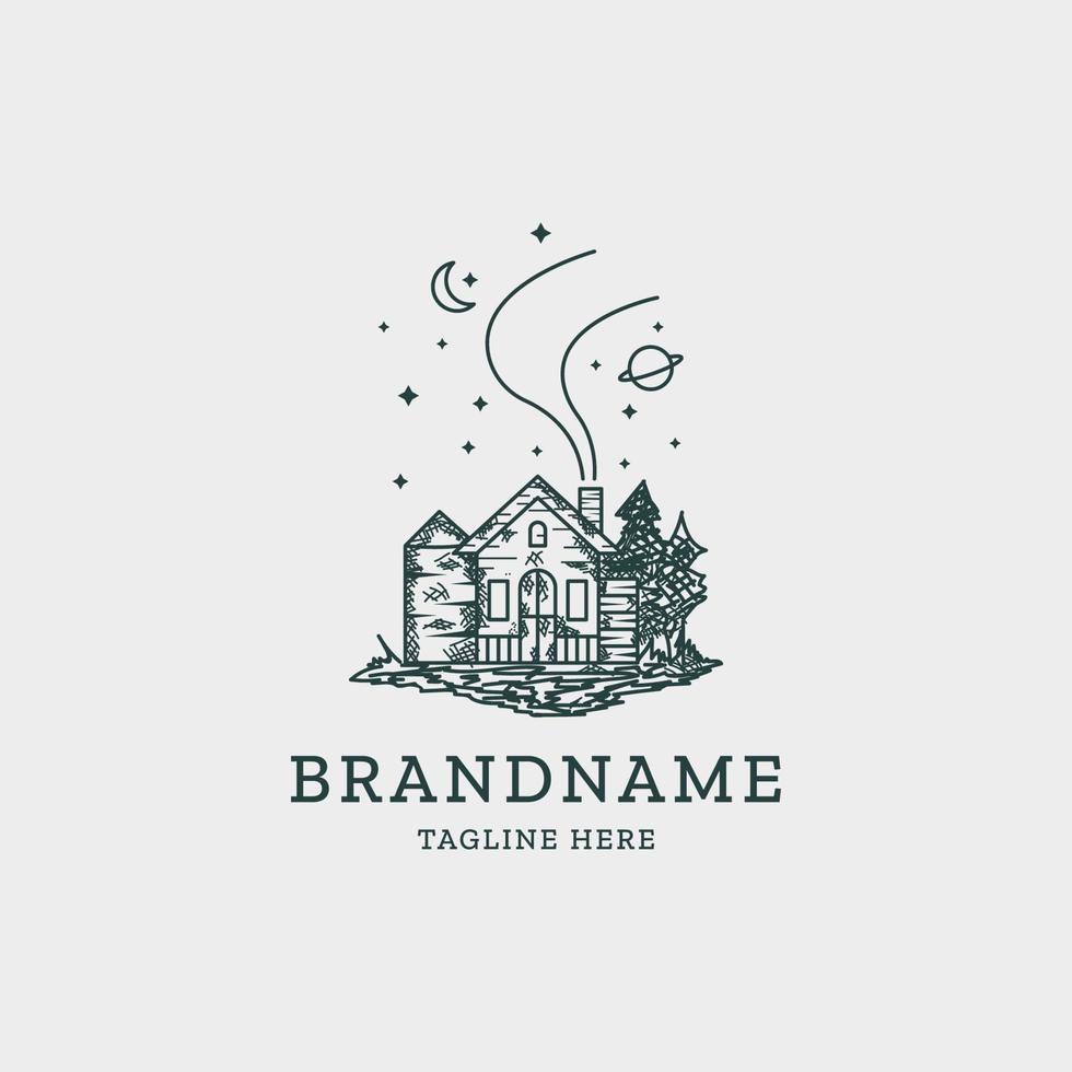 Vintage old house villa logo design template vector