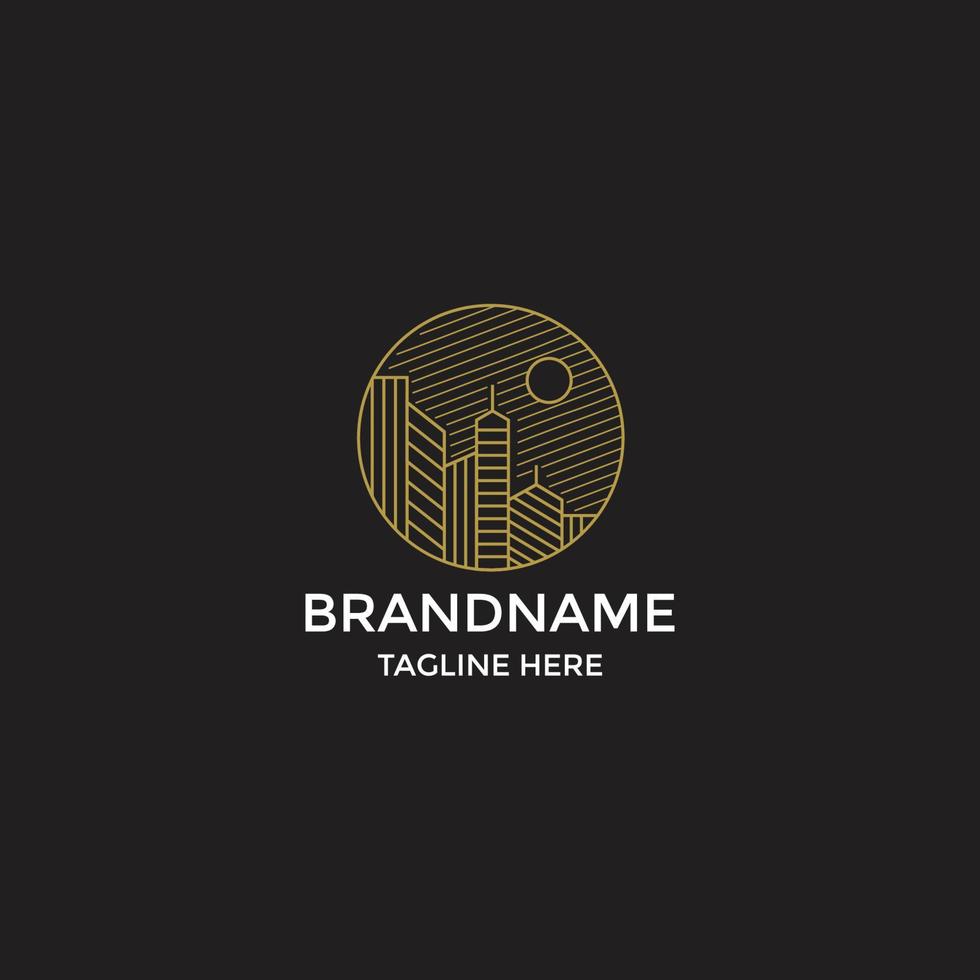 Building logo design template. elegant, gold, line, modern vector
