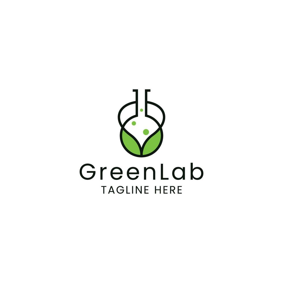 Green chemical lab logo icon design template vector