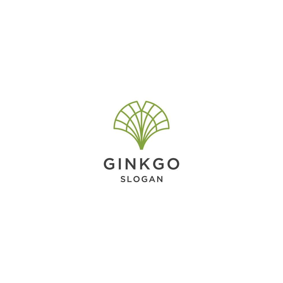 vector de plantilla de diseño de icono de logotipo de hoja de ginkgo