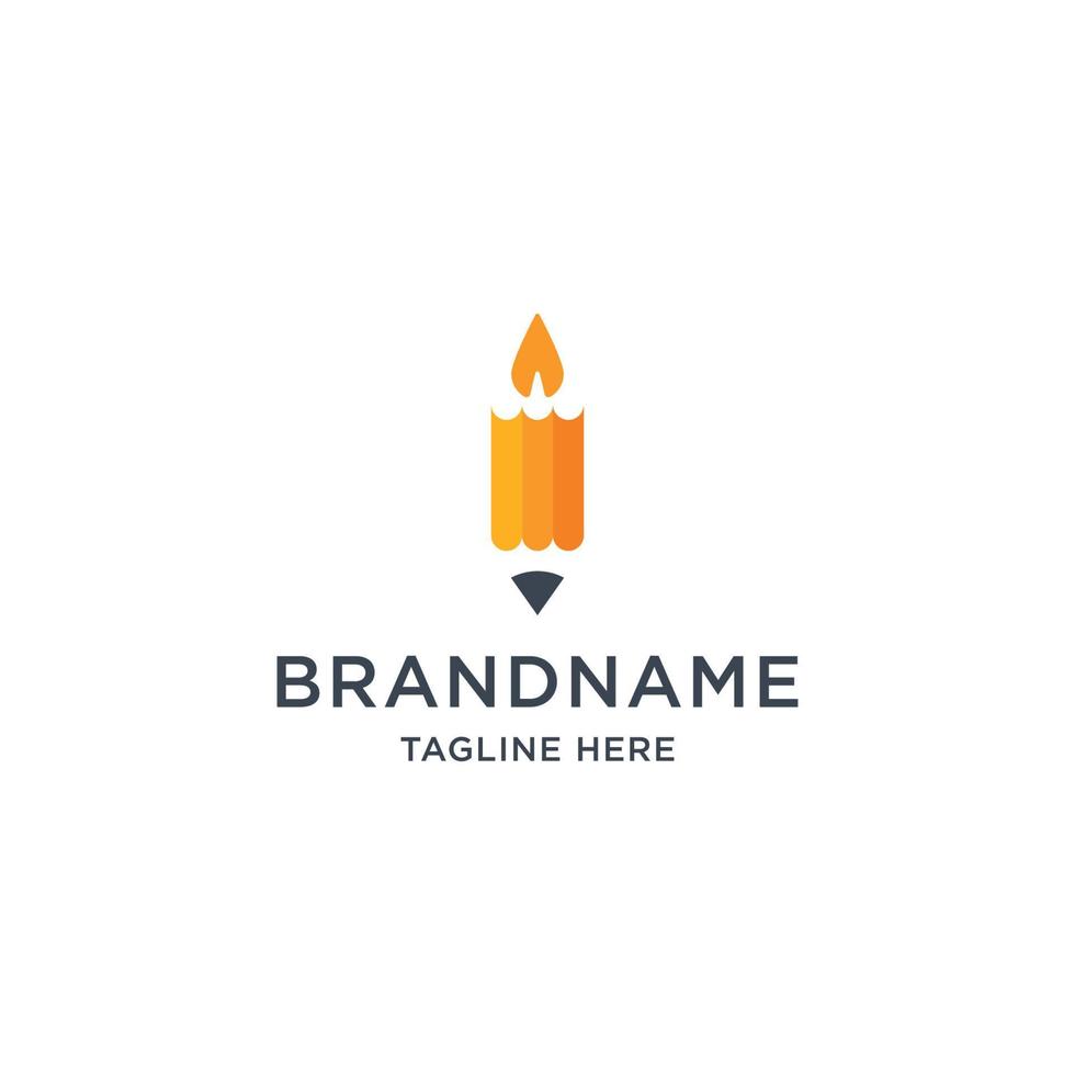 Pencil and candle logo design template vector illustration