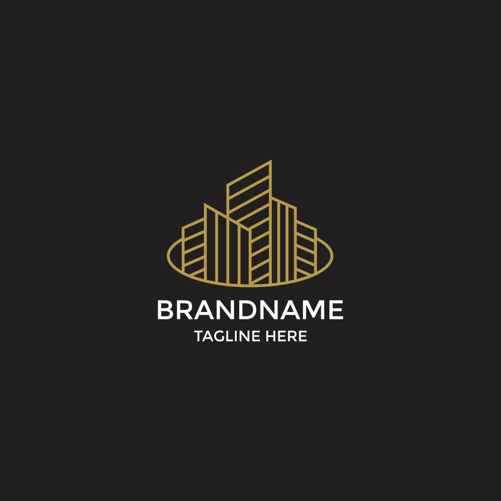 Building logo design template. elegant, gold, line, modern vector