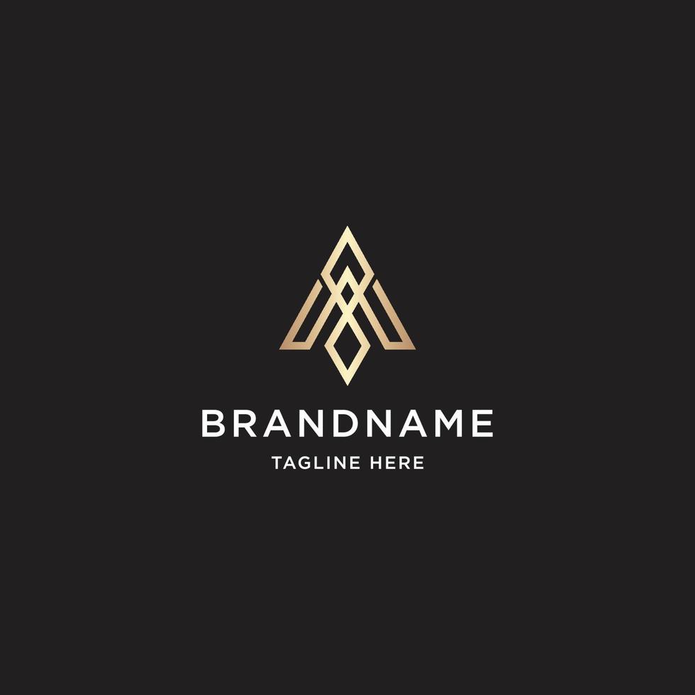 Letter A abstract logo design template. Gold, elegant, luxury, fashion, jewelry, triangle, spa, cosmetic, aesthetic modern vector illustration