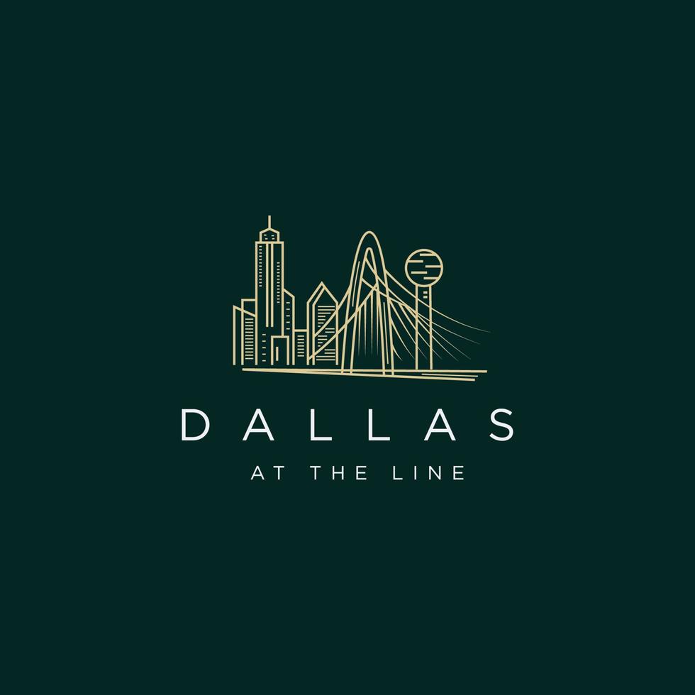 edificio de la ciudad de dallas y plantilla de diseño de icono de logotipo minimalista emblemático vector premium