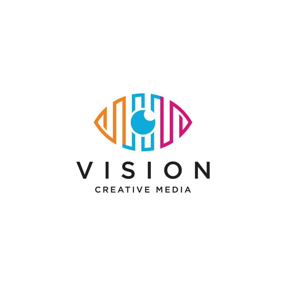 eye Vision Creative Media Logo Design Template flat Vector