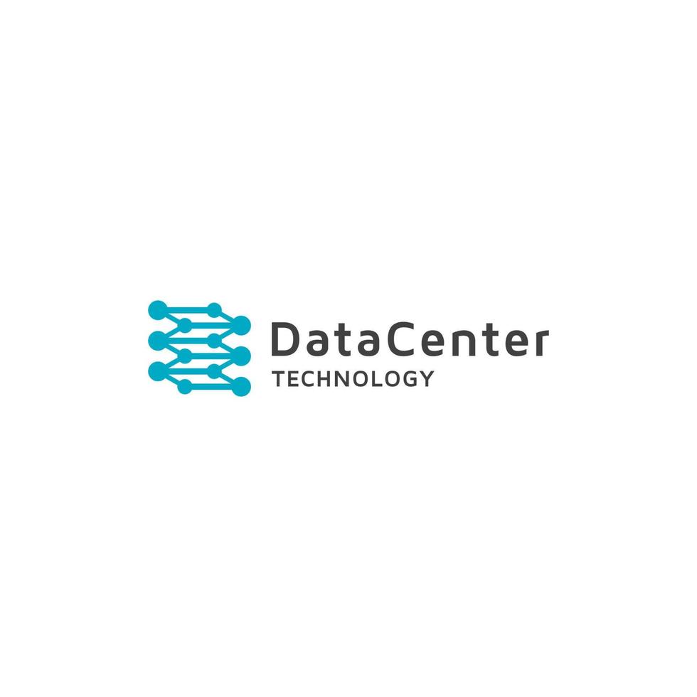 Data Center Technology Logo Design. Modern Tech. Connection Internet - Vector