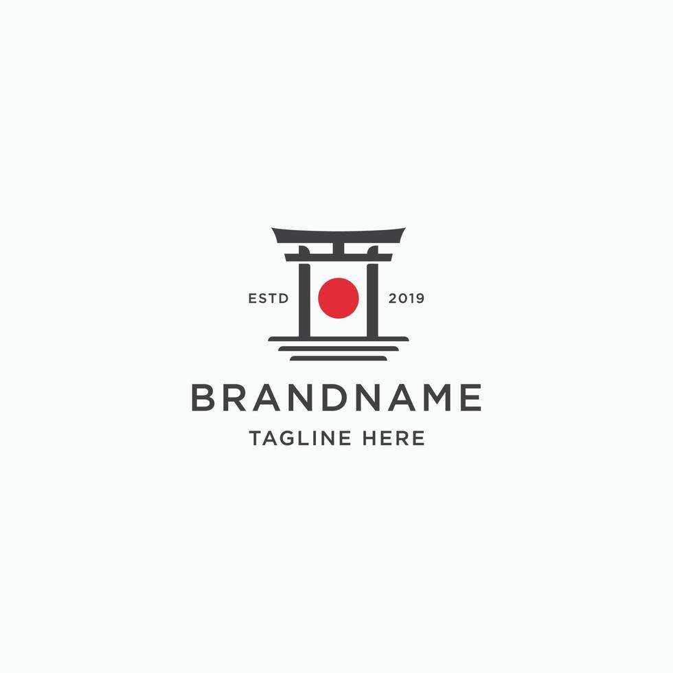 torii japón puerta logotipo icono plantilla de diseño plano vector ilustración