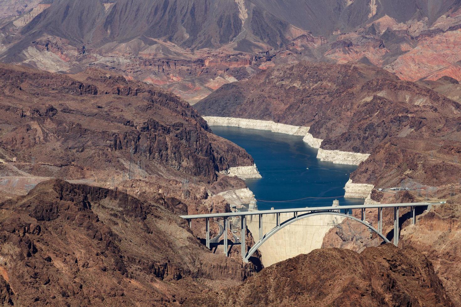 Hoover Dam, Arizona and Nevada, USA, 2011. View of the Hoover dam and bridge photo