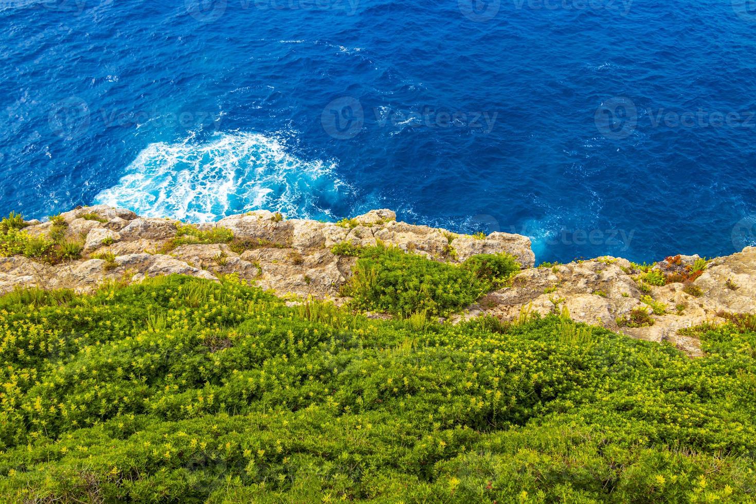 Bay rocks plants and turquoise water of Cala Figuera Mallorca. photo