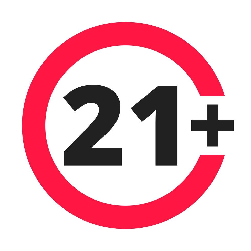 menores de 21 años prohibido icono redondo signo vector ilustración.