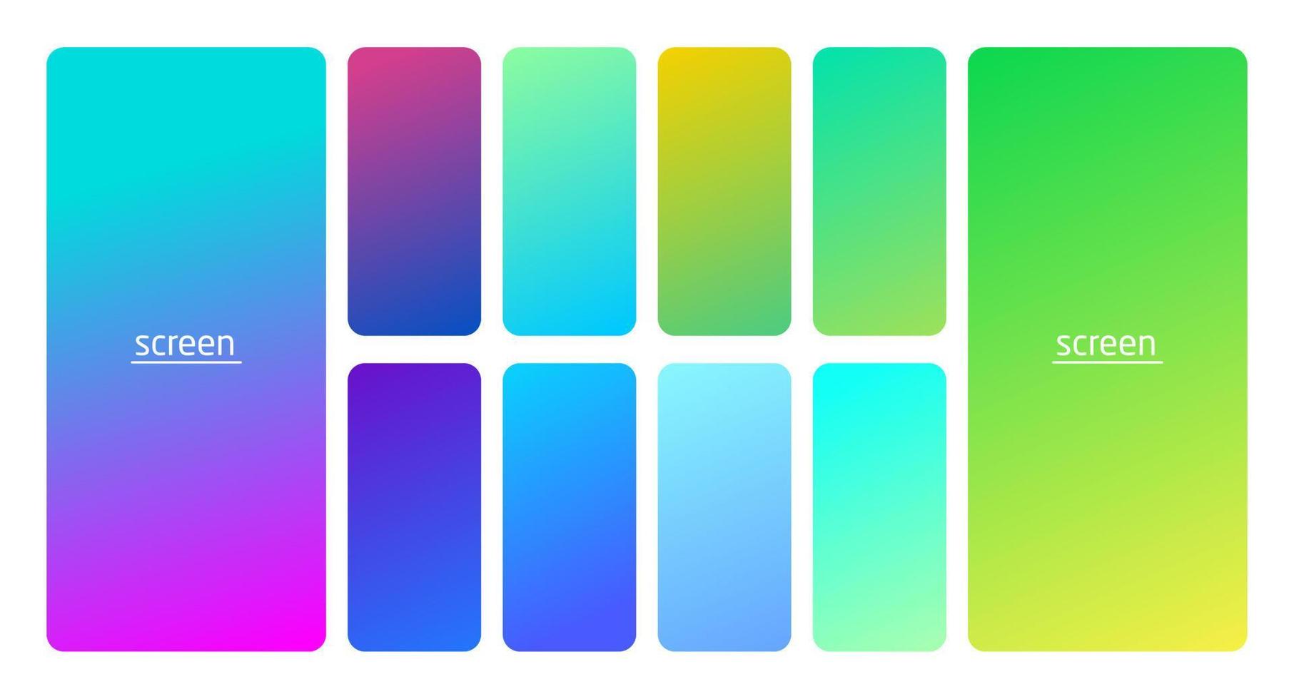 Pastel gradient smooth and soft vibrant color background set. vector