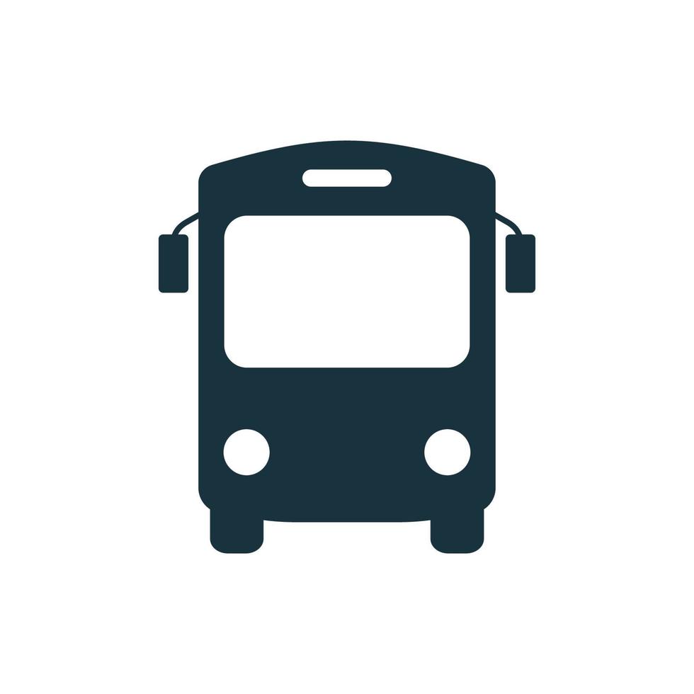 icono de silueta de autobús negro. pictograma de glifo de transporte escolar. estación de parada para el icono de transporte de vehículos públicos de la ciudad. autobús en la señal de vista frontal. diseño simple. ilustración vectorial aislada. vector