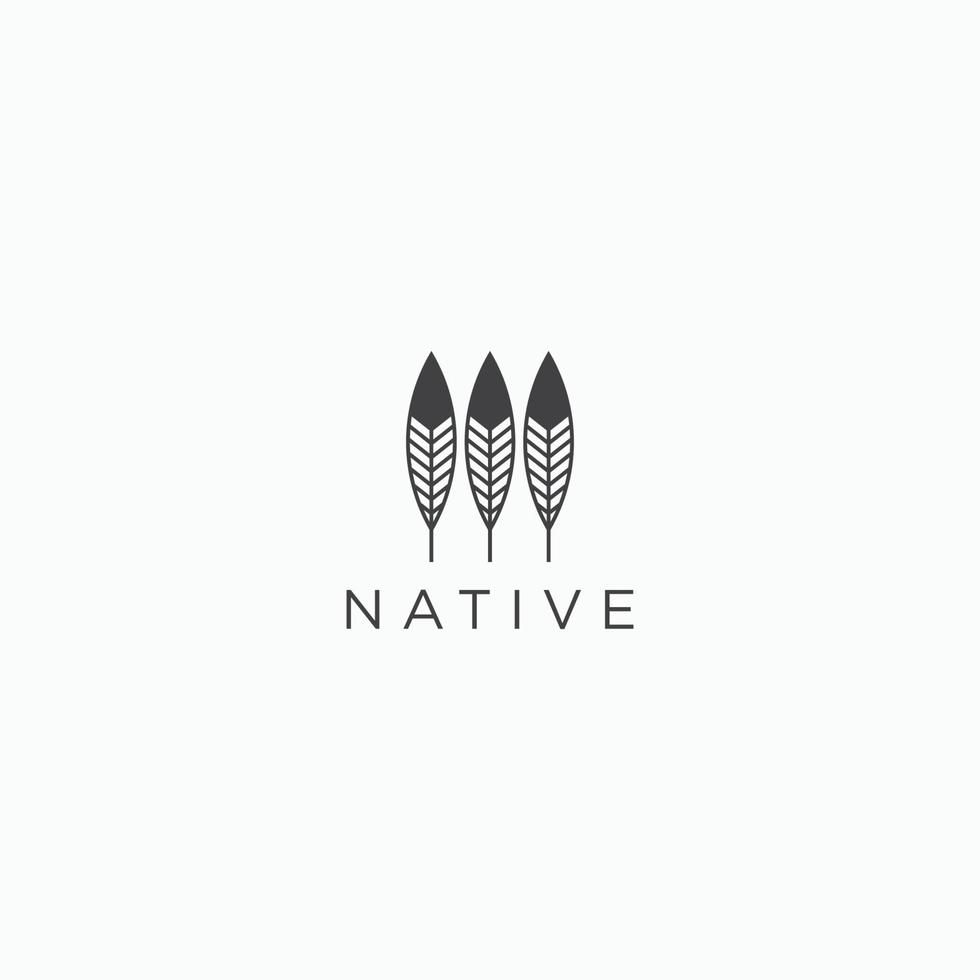 vector plano de plantilla de diseño de icono de logotipo de pluma nativa