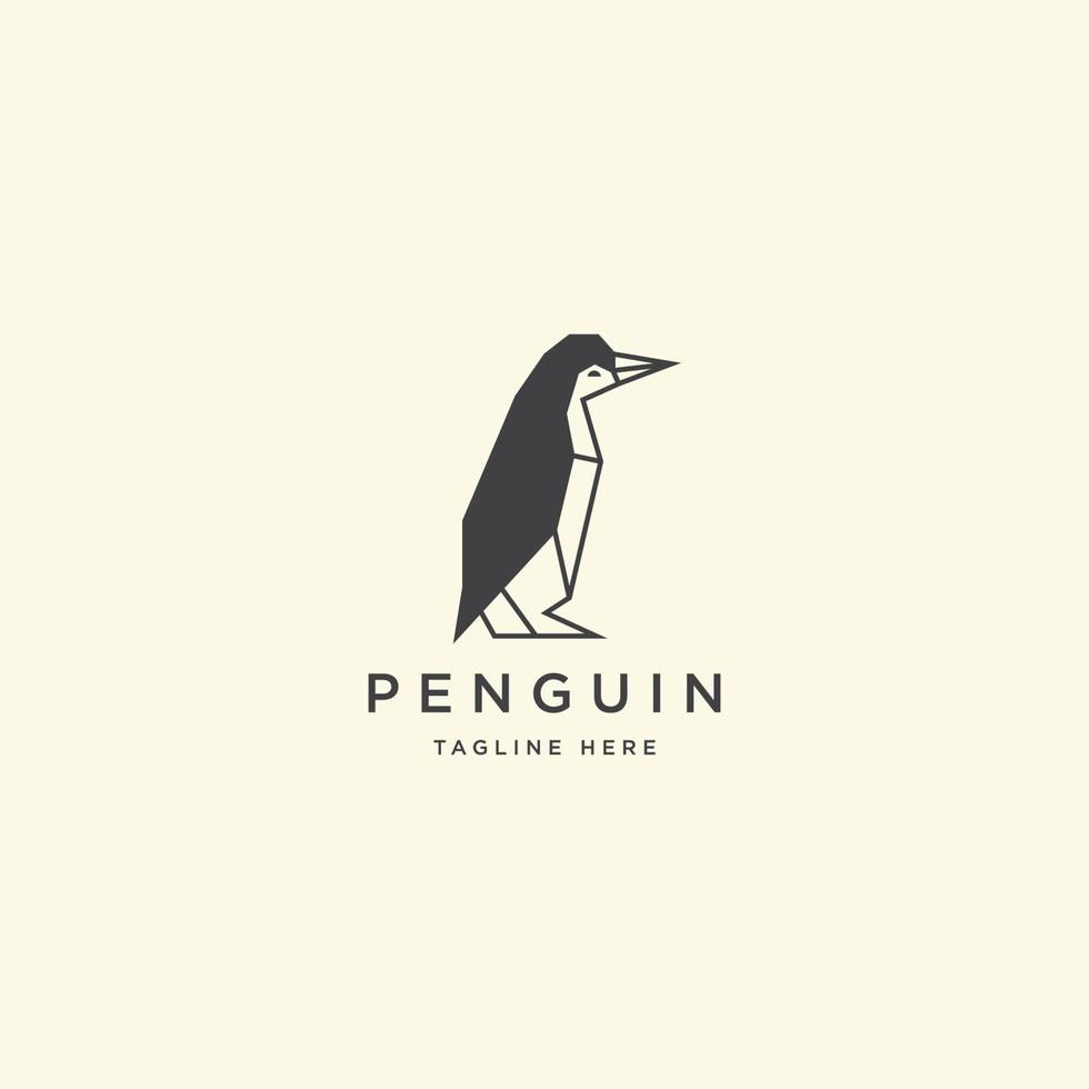 Ilustración de vector de plantilla de diseño de icono de logotipo de pingüino geométrico