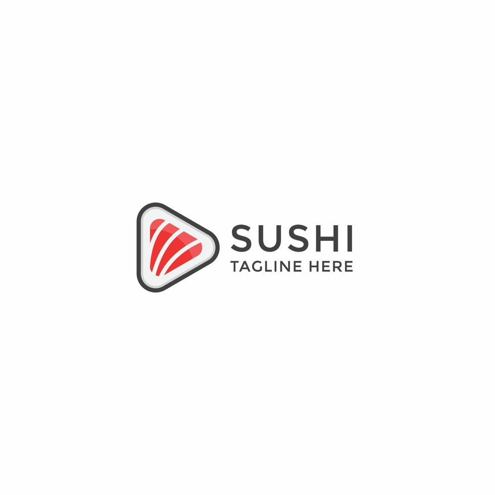 vector de plantilla de diseño de icono de logotipo de medios de botón de reproducción de sushi