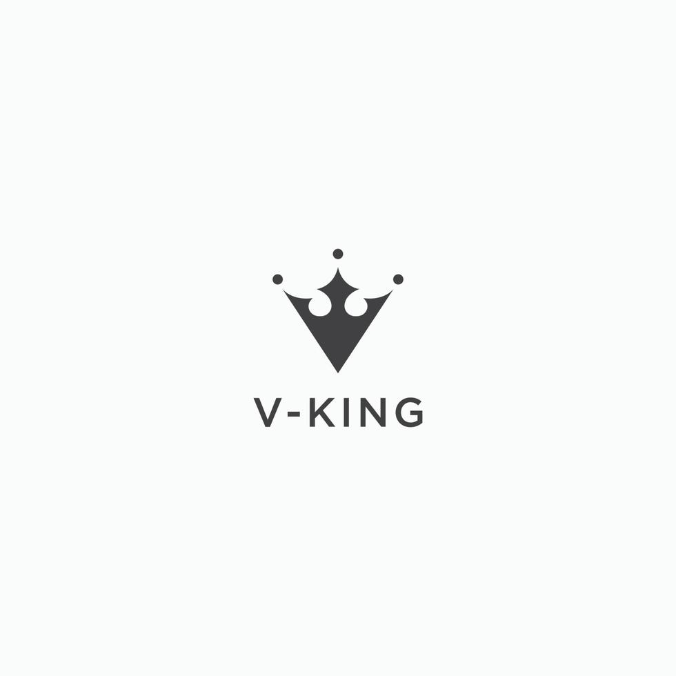 vector plano de plantilla de diseño de icono de logotipo de letra v rey