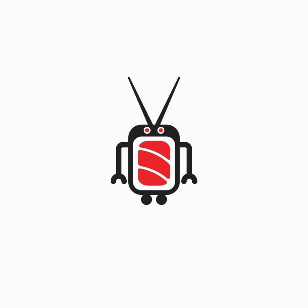 Ilustración de vector de plantilla de diseño de logotipo de robot de sushi