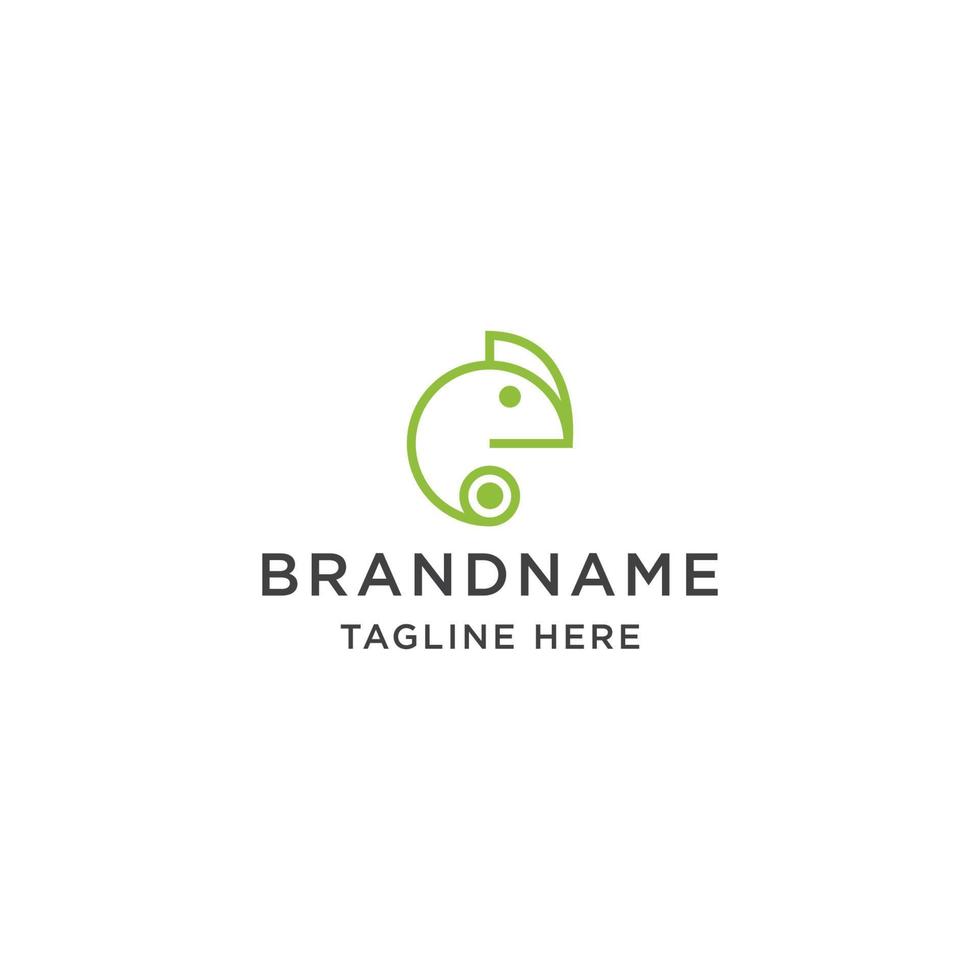 Chameleon Logo Design Template with Line Art Style flat Vector