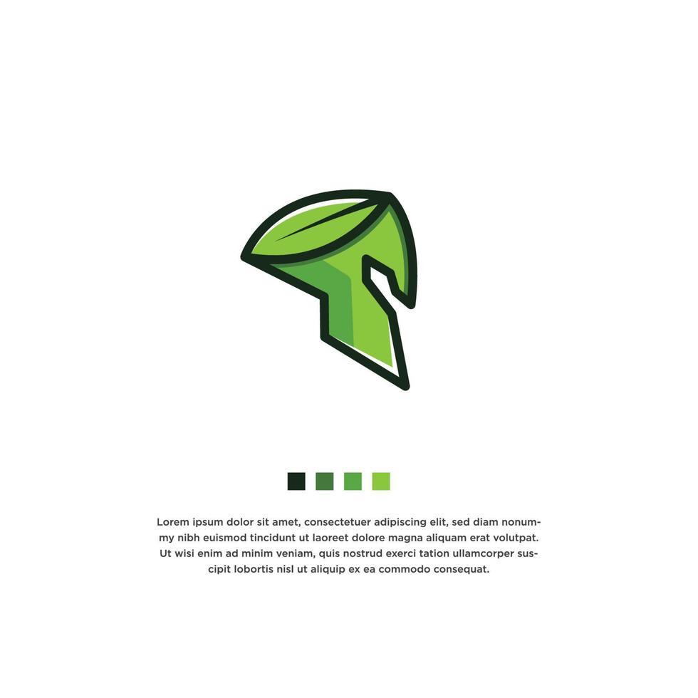 plantilla de diseño de logotipo espartano verde. hoja moderna ilustración vectorial vector