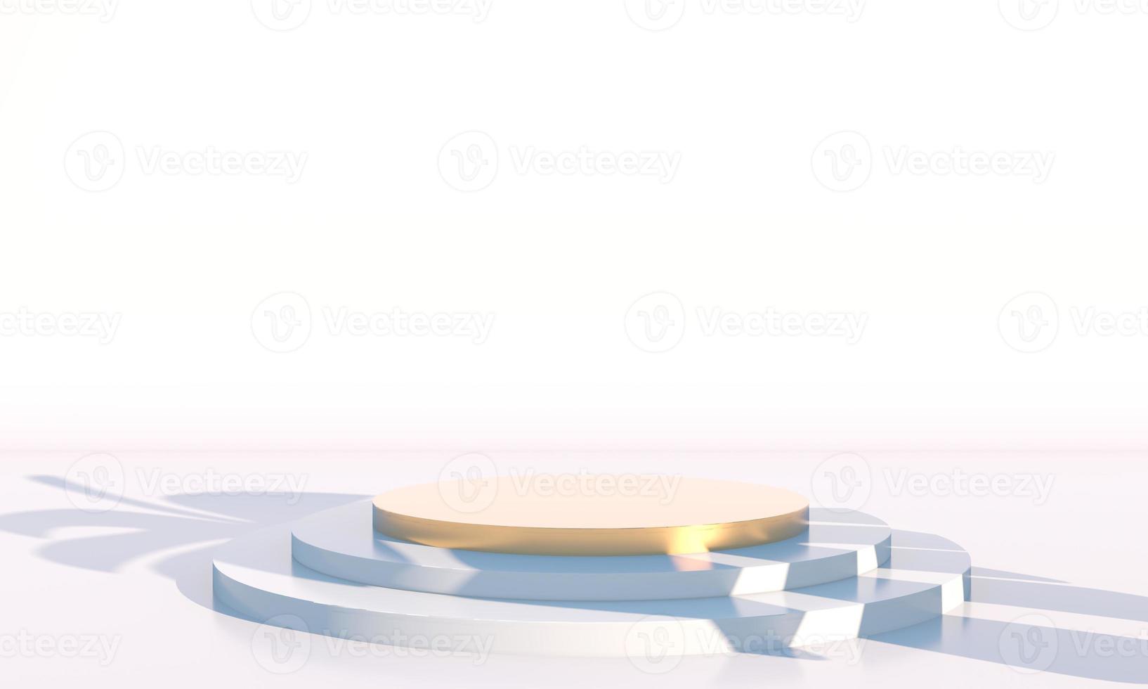 Minimal scene with geometrical forms, podiums in cream background with shadows. Scene to show cosmetic product, Showcase, shopfront, display case. 3d photo