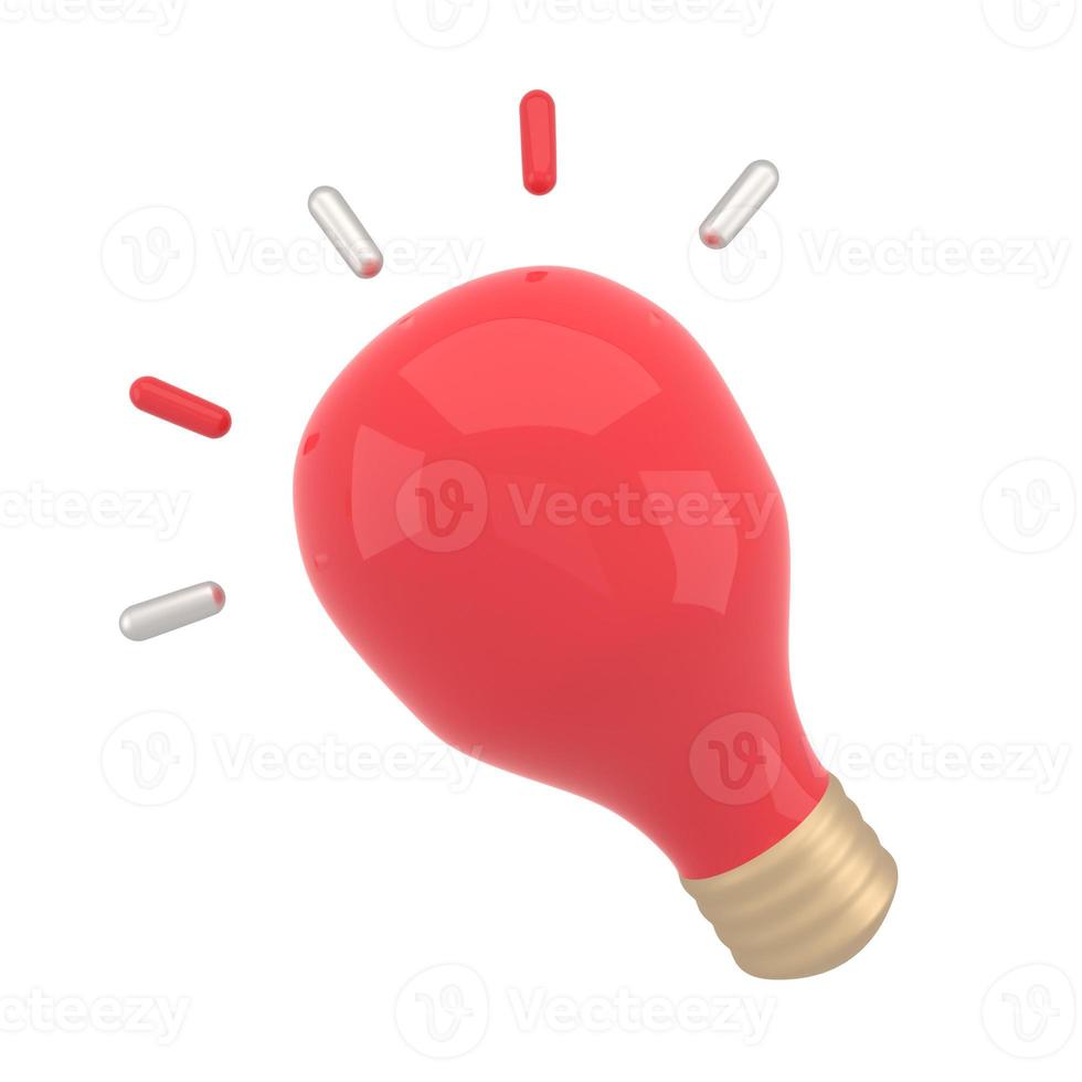 Icono de bombilla mínima de estilo de dibujos animados en 3d. idea, solución, negocio, concepto de estrategia. solución e idea de negocio. pensamiento, símbolo de invención. foto