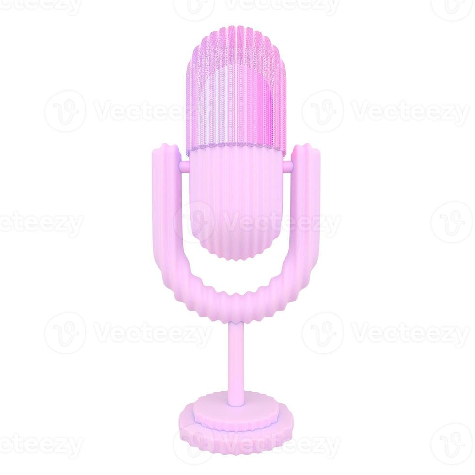 Professional microphone on stand 3d icon. Audio equipment for broadcasts and interviews. Karaoke speaker for music recording studio. Instrumentation for presentations. 3d render. photo