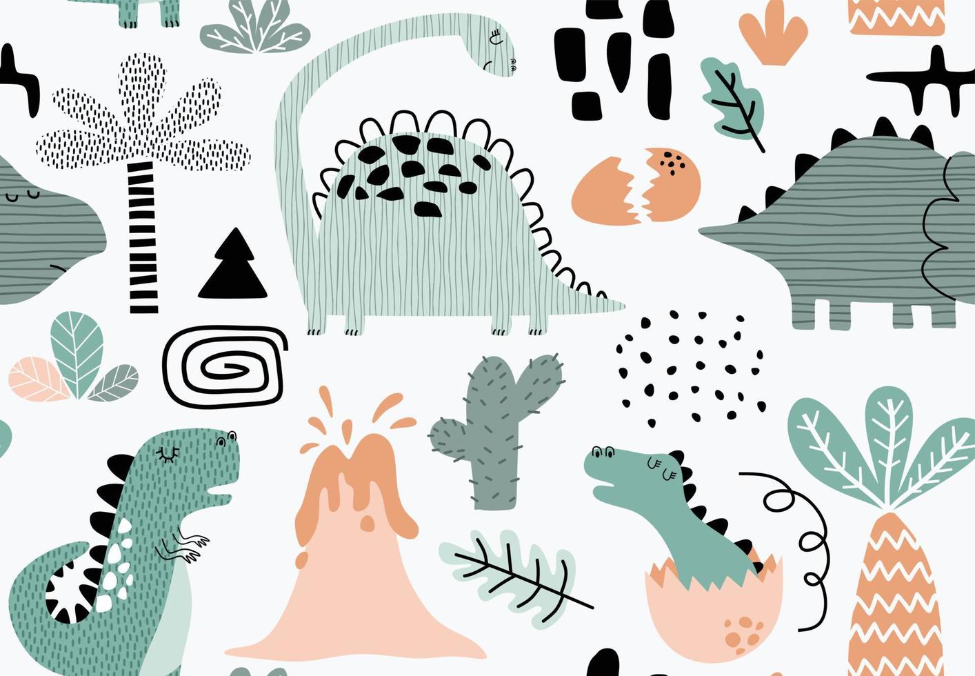 Childish seamless dino pattern. vector illustration