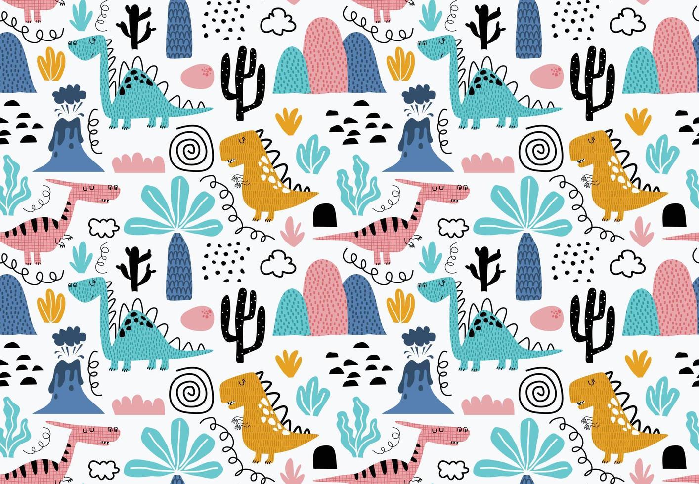 Childish seamless dino pattern. vector illustration
