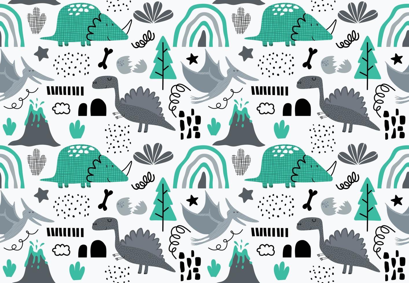 Childish seamless dino pattern. vector illustration