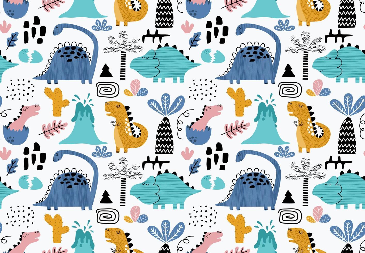 Childish seamless dino pattern. vector illustration