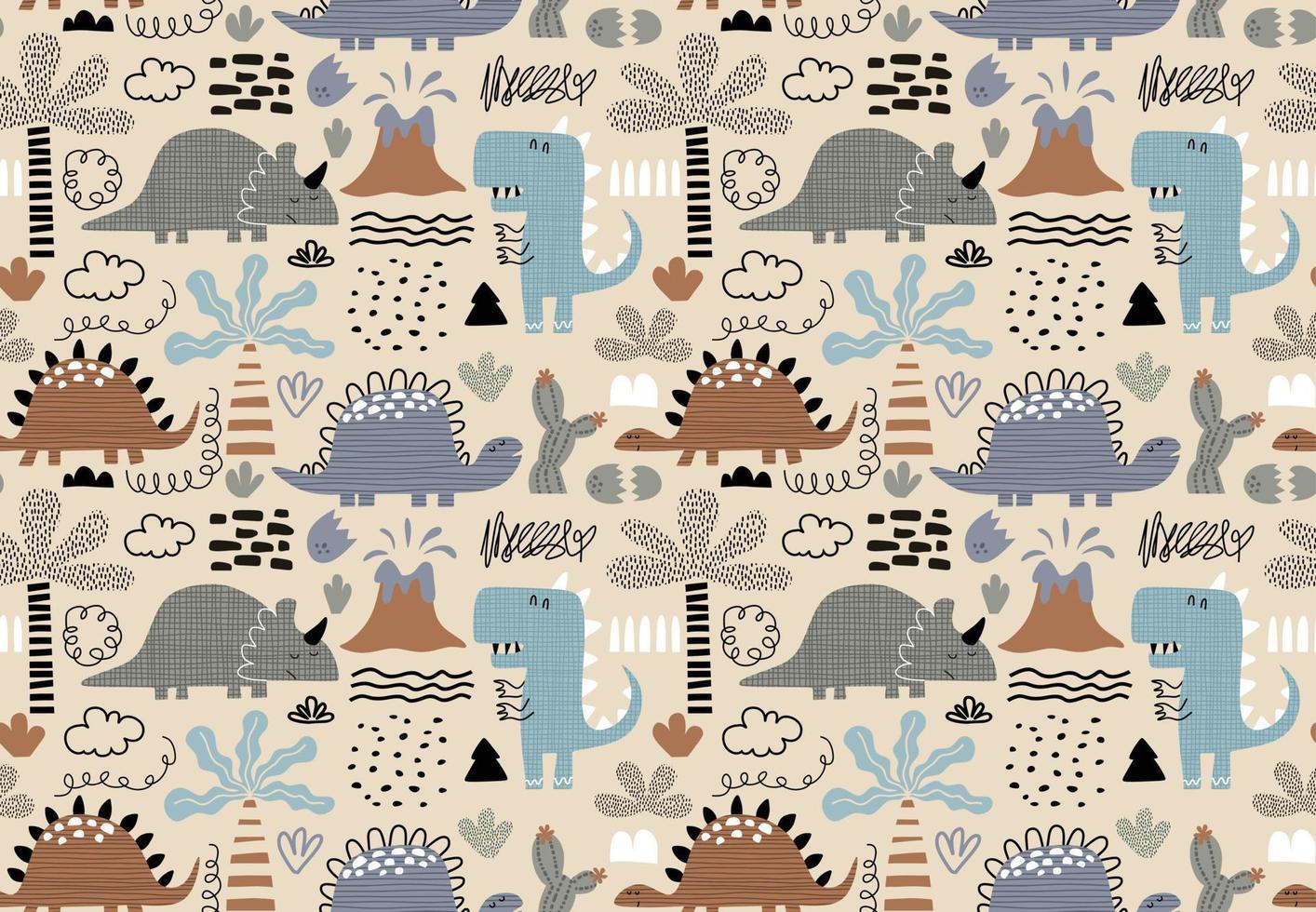 Childish seamless dino pattern. vector illustration