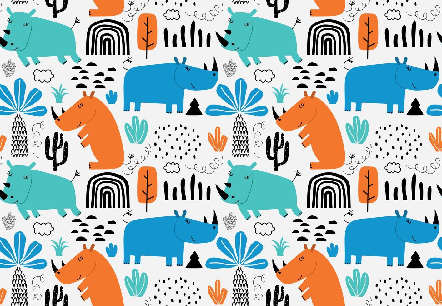 Cartoon cute animals. seamless pattern vector