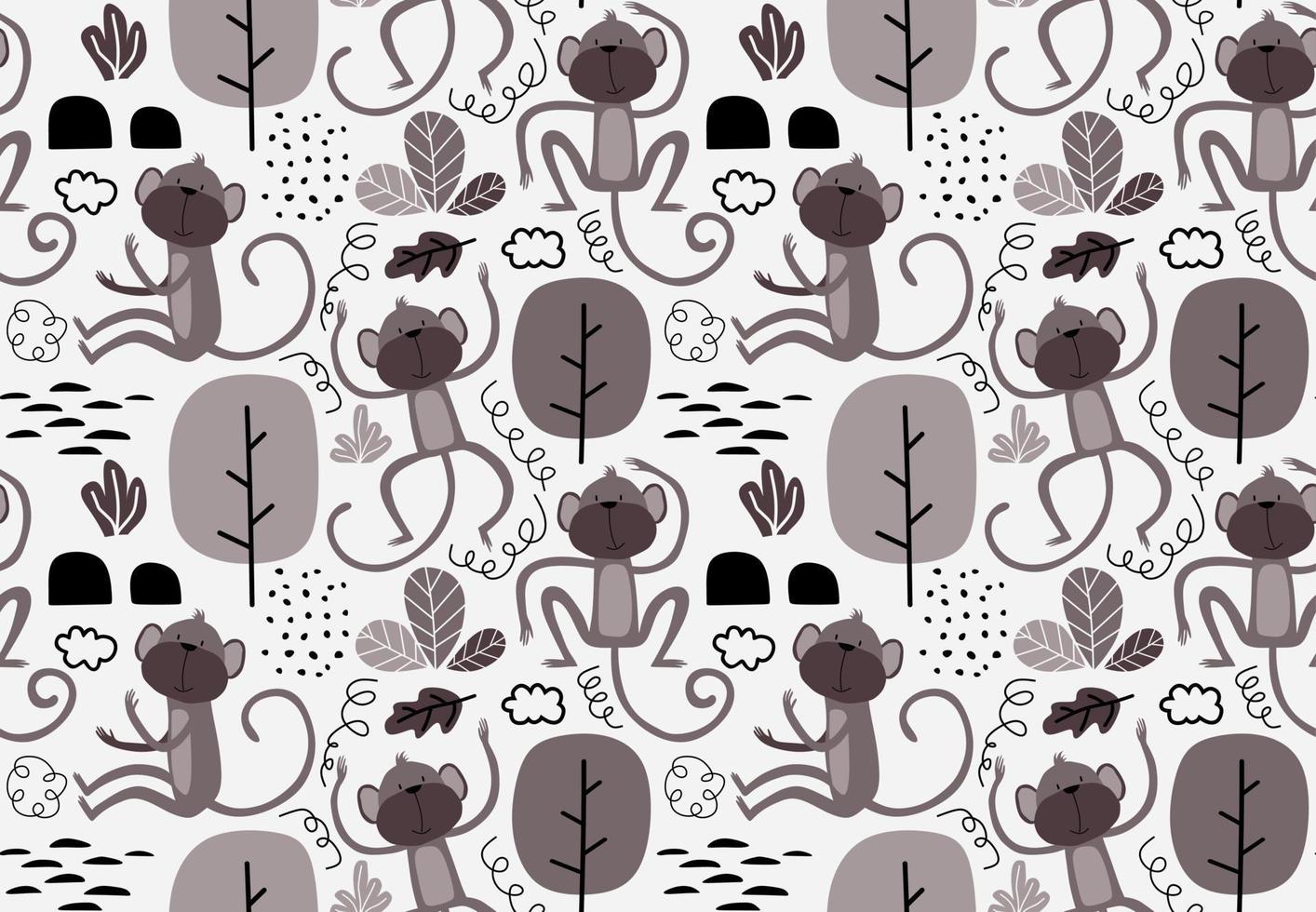 Vector seamless pattern with monkey.