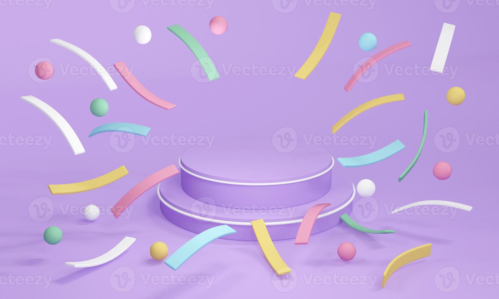 3D Rendering pastel purple theme product stand podium display on background for commercial design. 3D Render. 3D illustration. photo