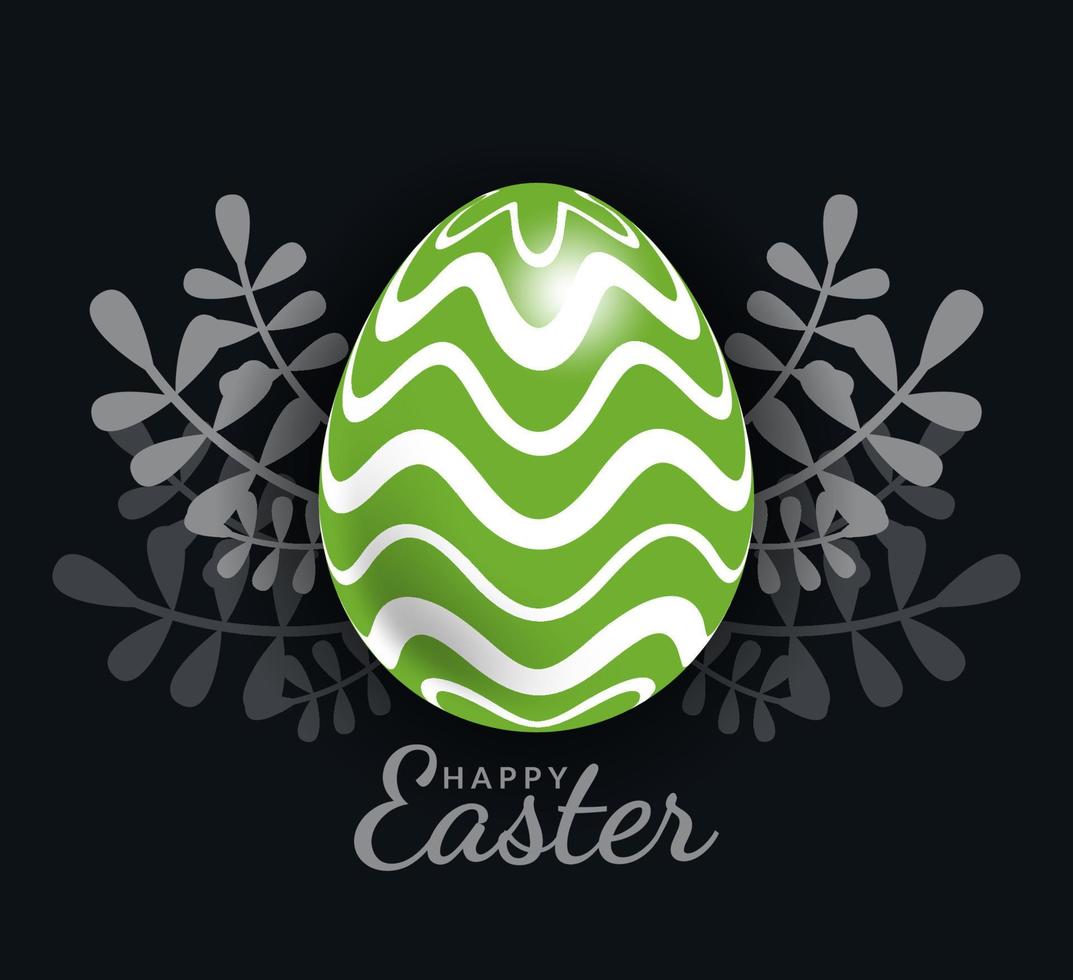 Green Easter egg with Beautiful exotic pattern, vector, Illustration. vector