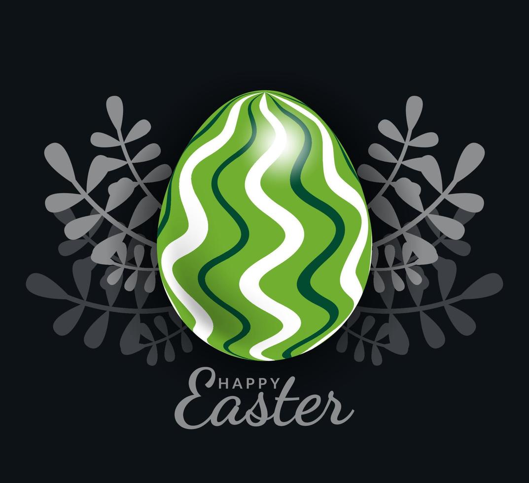 Green Easter egg with Beautiful exotic pattern, vector, Illustration. vector