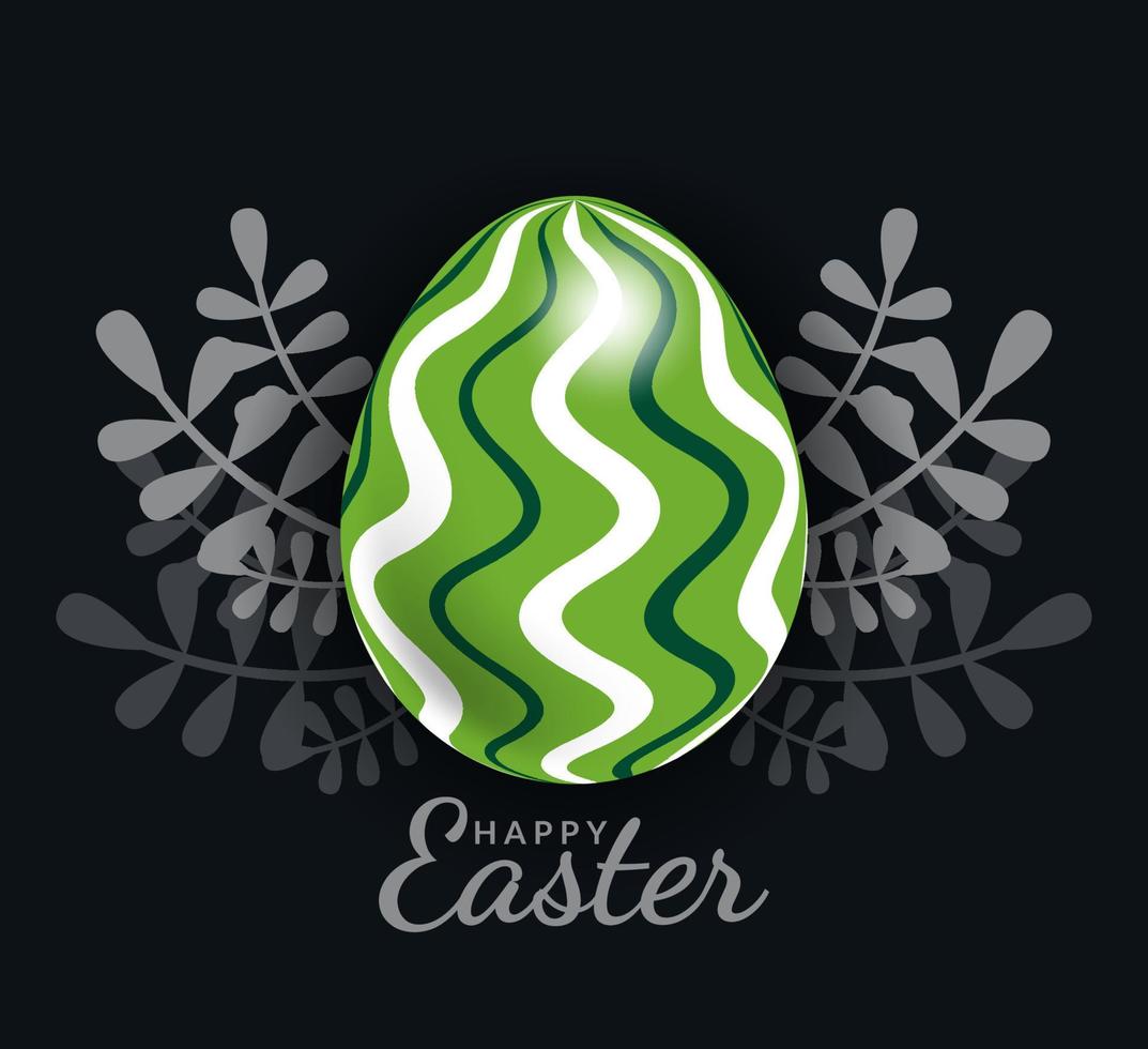 huevo de pascua verde con un hermoso patrón exótico, vector, ilustración. vector